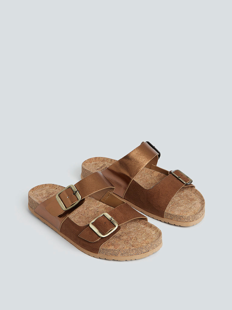 LUNA BLU Bronze Buckled Comfort Sandals